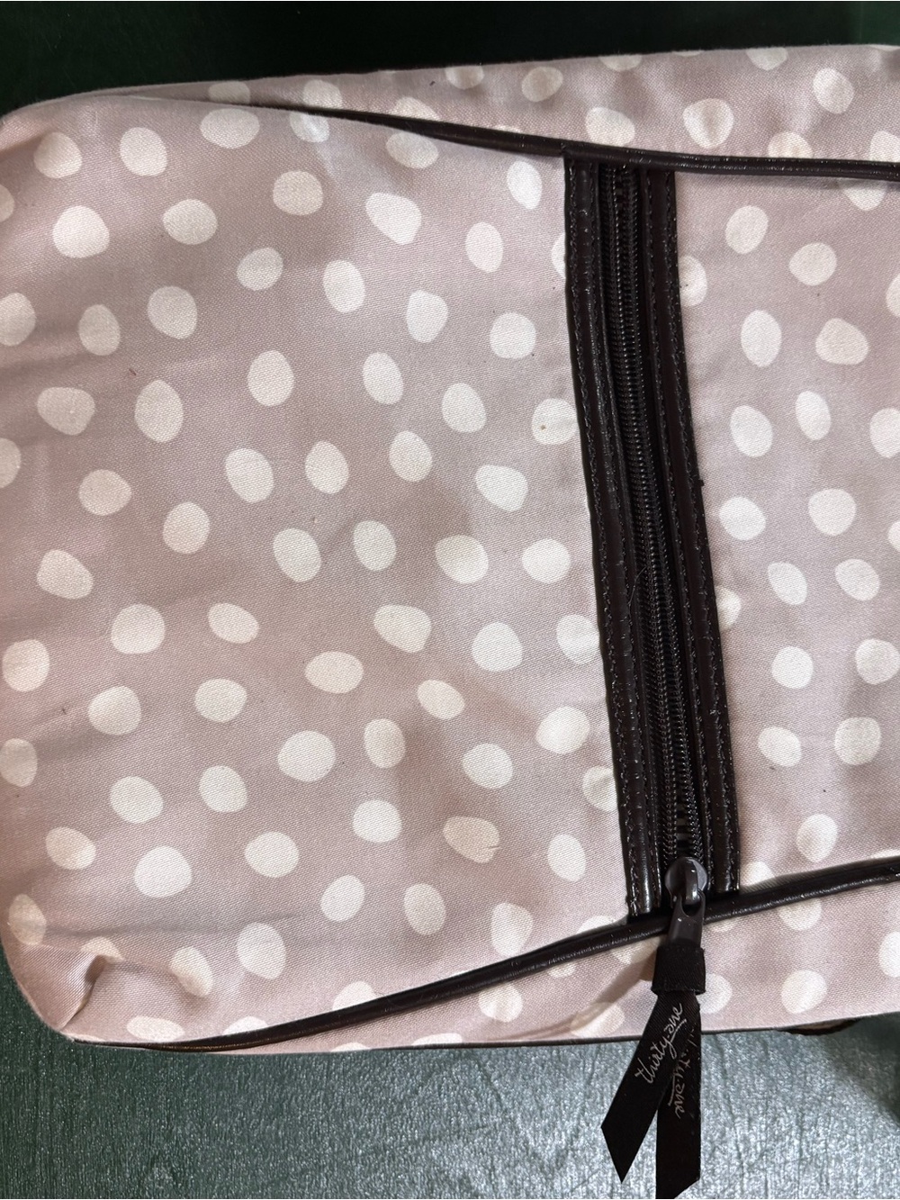 thirty-one Taupe and White Polka Dot Cross body